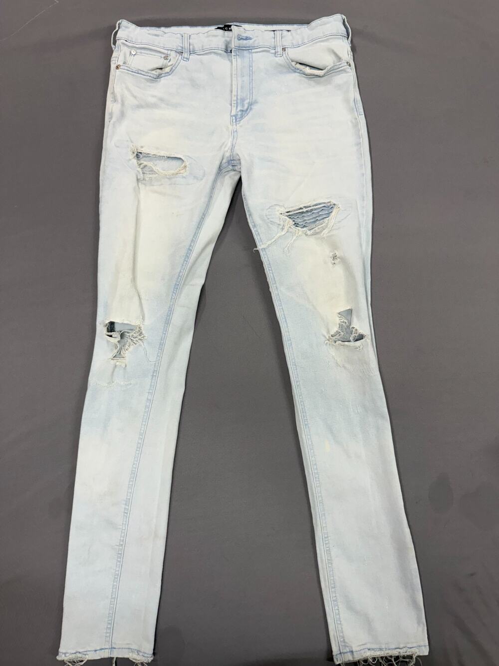 PacSun Stacked Skinny Jeans Mens 34x32 Light Wash Distressed Denim Slim Fit